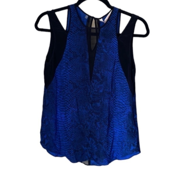 Rebecca Taylor shirt python tank w/ split trim‎ in cobalt size 2 NWT - Picture 1 of 9